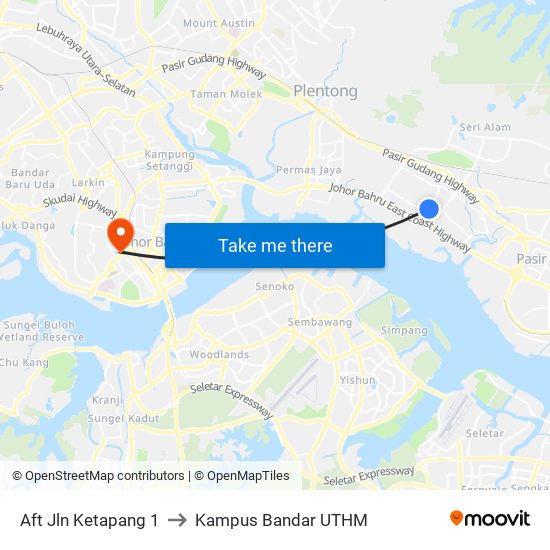 Aft Jln Ketapang 1 to Kampus Bandar UTHM map