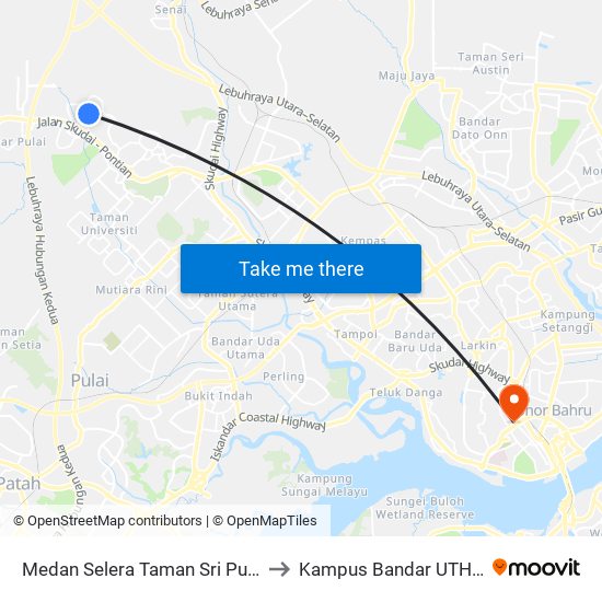 Medan Selera Taman Sri Pulai to Kampus Bandar UTHM map