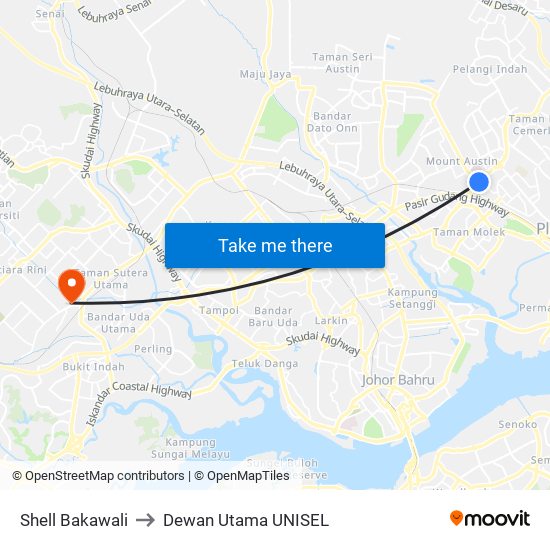 Shell Jalan Bakawali to Dewan Utama UNISEL map