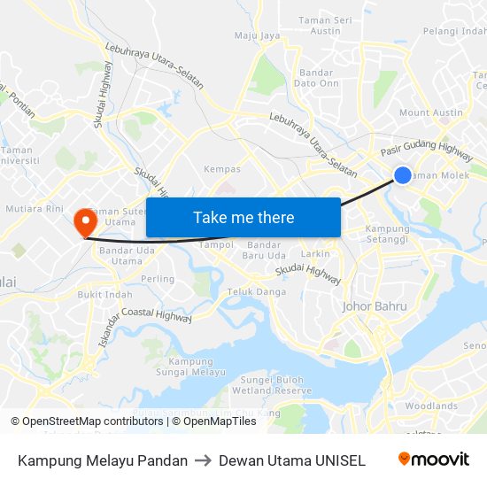 Kampung Melayu Pandan to Dewan Utama UNISEL map