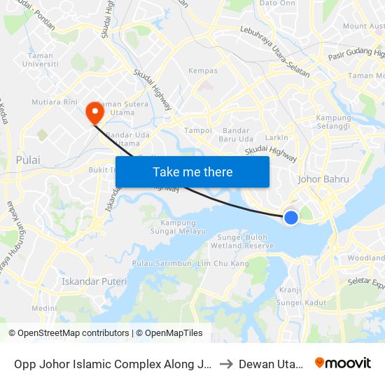 Opp Johor Islamic Complex Along Jalan Abu Bakar (0003184) to Dewan Utama UNISEL map