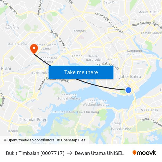 Bukit Timbalan (0007717) to Dewan Utama UNISEL map