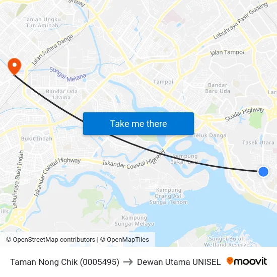 Taman Nong Chik (0005495) to Dewan Utama UNISEL map