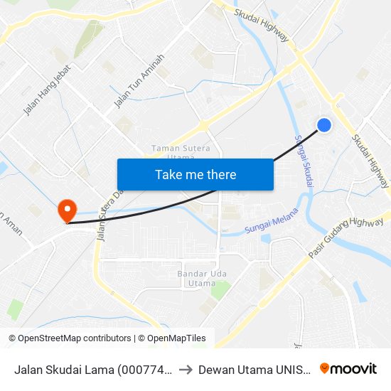 Jalan Skudai Lama (0007747) to Dewan Utama UNISEL map