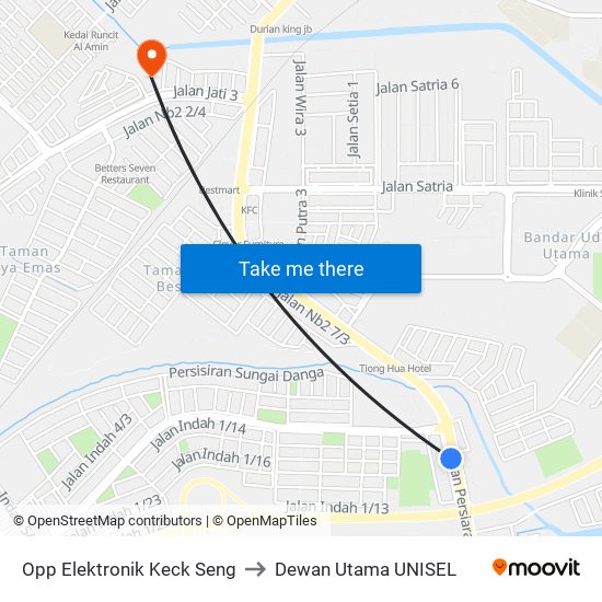 Opp Elektronik Keck Seng to Dewan Utama UNISEL map