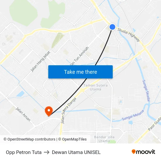 Opp Petron Tuta to Dewan Utama UNISEL map