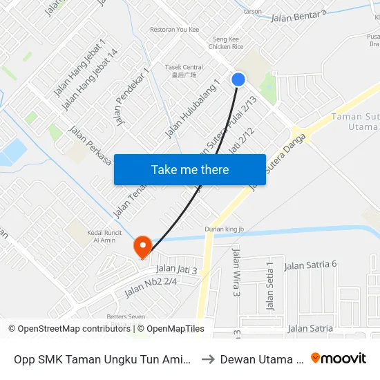 Opp SMK Taman Ungku Tun Aminah (0007602) to Dewan Utama UNISEL map