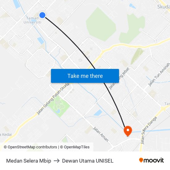 Medan Selera Mbip to Dewan Utama UNISEL map