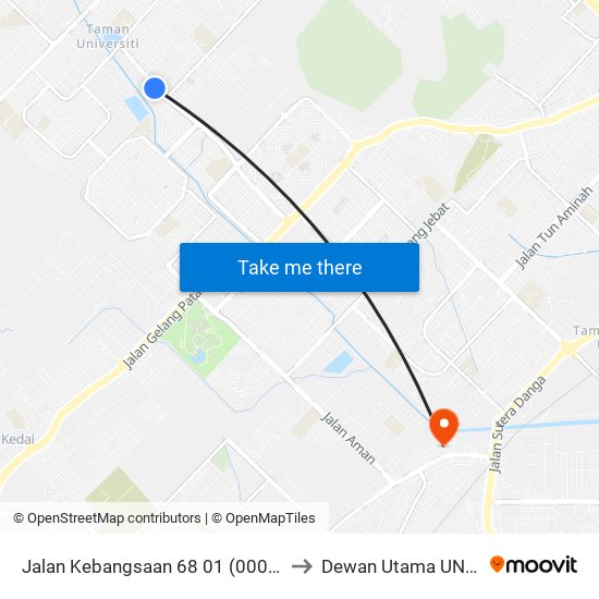 Jalan Kebangsaan 68 01 (0007672) to Dewan Utama UNISEL map