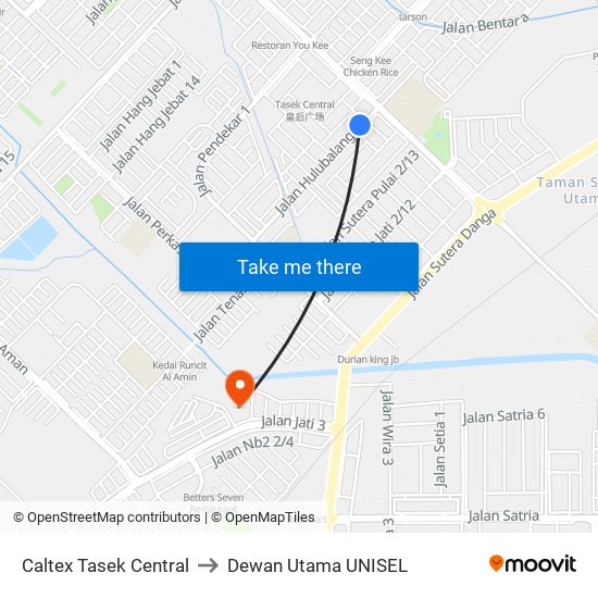 Jalan Hulubalang 1, 2-14 to Dewan Utama UNISEL map