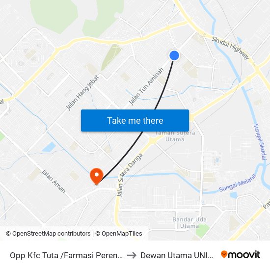 Opp Kfc Tuta /Farmasi Perennial to Dewan Utama UNISEL map