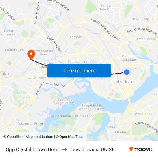 Opp Crystal Crown Hotel to Dewan Utama UNISEL map