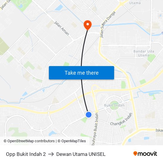 Opp Bukit Indah 2 to Dewan Utama UNISEL map