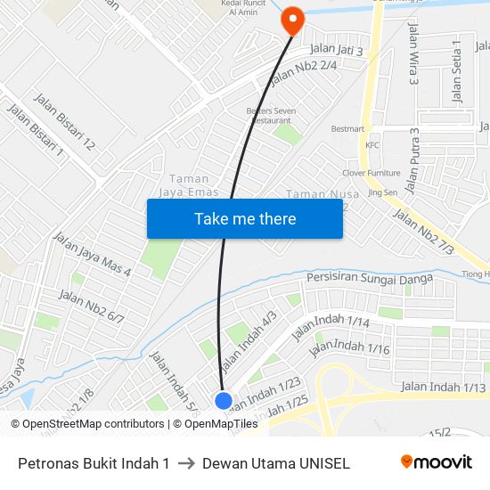 Petronas Bukit Indah 1 to Dewan Utama UNISEL map