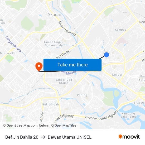 Bef Jln Dahlia 20 to Dewan Utama UNISEL map
