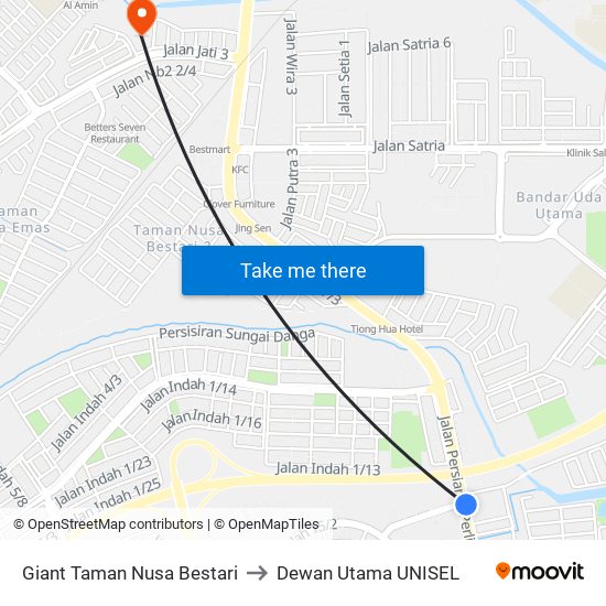 Giant Taman Nusa Bestari to Dewan Utama UNISEL map