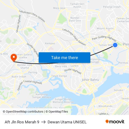 Aft Jln Ros Merah 9 to Dewan Utama UNISEL map