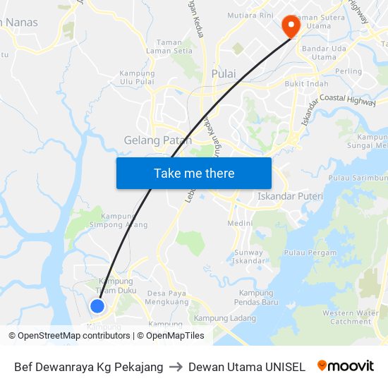 Bef Dewanraya Kg Pekajang to Dewan Utama UNISEL map