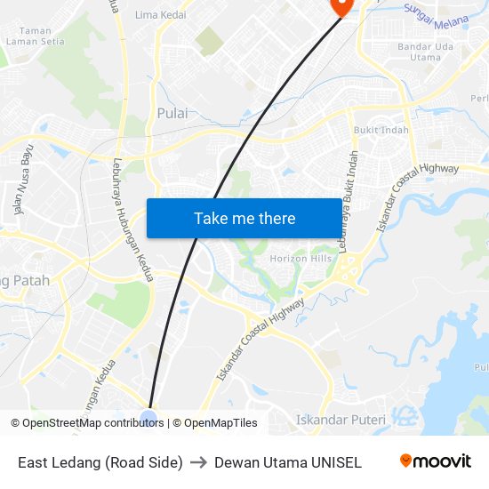 East Ledang (Road Side) to Dewan Utama UNISEL map