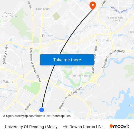 University Of Reading (Malaysia) to Dewan Utama UNISEL map