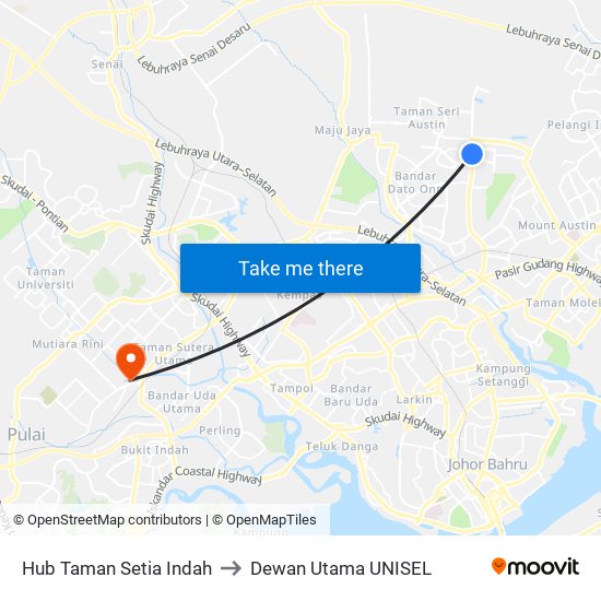 Hub Taman Setia Indah to Dewan Utama UNISEL map