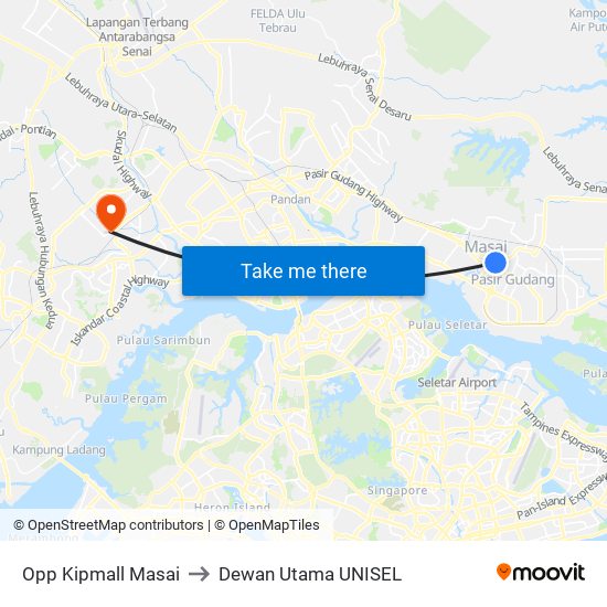 Opp Kipmall Masai to Dewan Utama UNISEL map