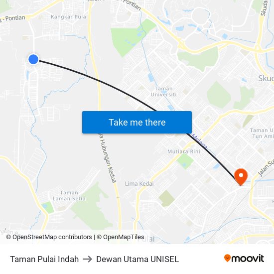 Taman Pulai Indah to Dewan Utama UNISEL map