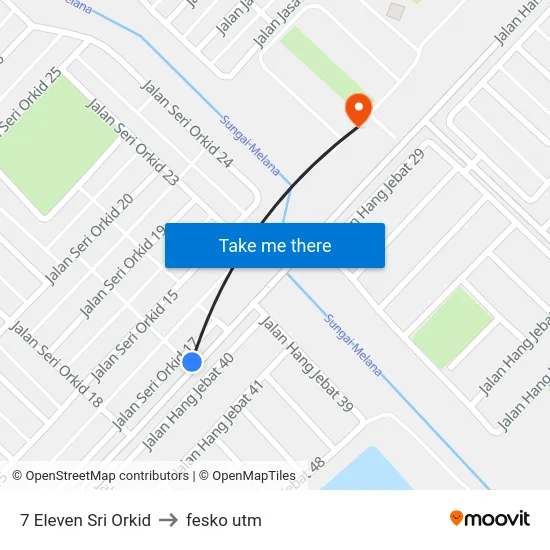 7 Eleven Sri Orkid to fesko utm map