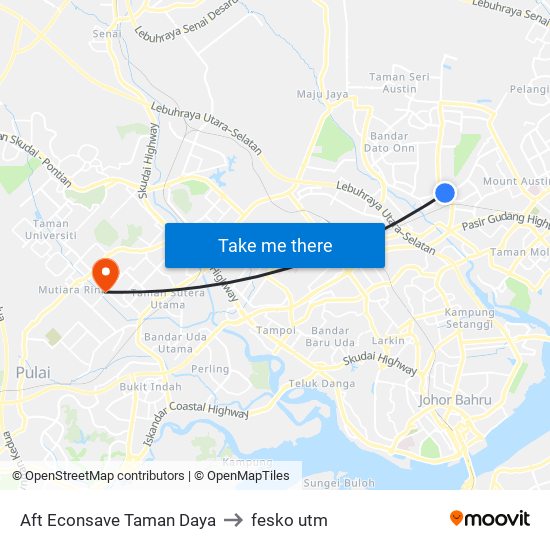 Aft Econsave Taman Daya to fesko utm map