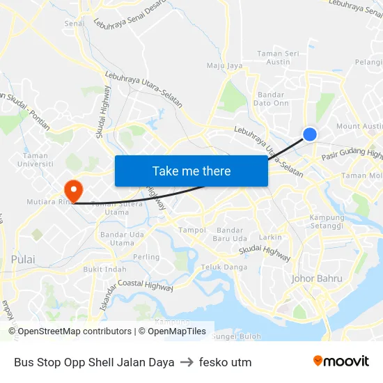 Bus Stop Opp Shell Jalan Daya to fesko utm map