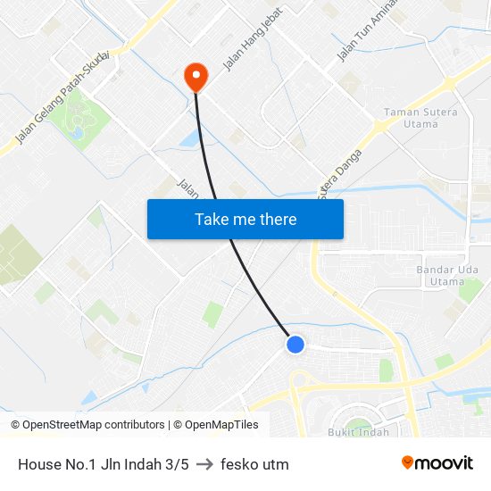 Jalan Indah 1/14 - 1/20 to fesko utm map