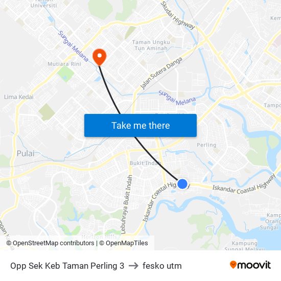 Opp Sk Taman Perling 3 to fesko utm map