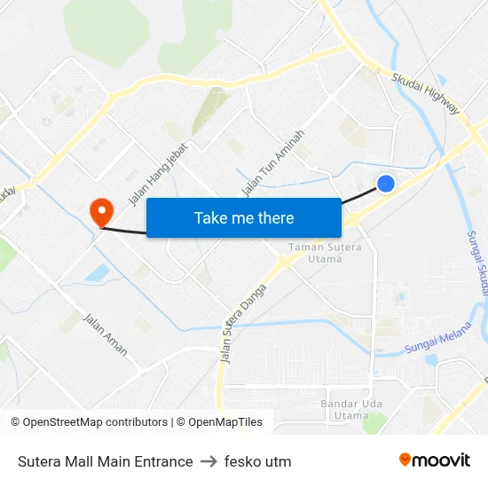Sutera Mall Main Entrance to fesko utm map