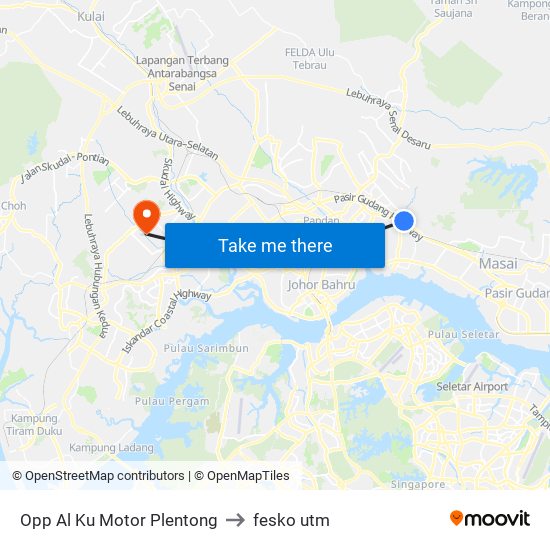 Opp Al Ku Motor Plentong to fesko utm map