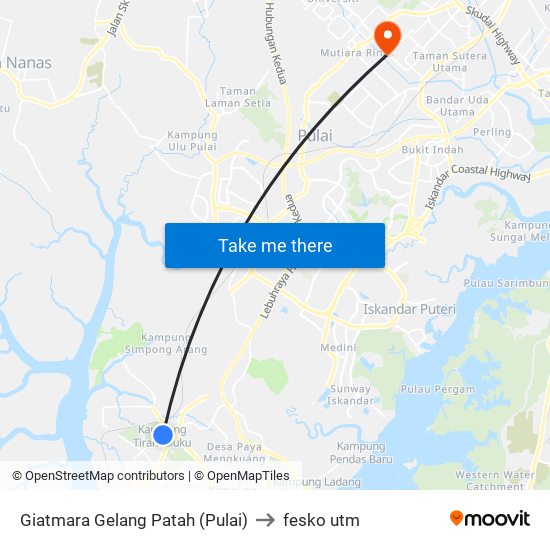 Giatmara Gelang Patah (Pulai) to fesko utm map