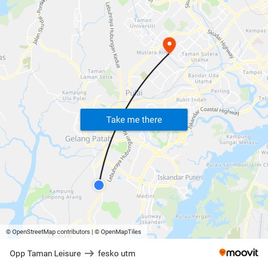 Opp Taman Leisure to fesko utm map