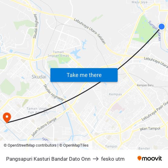 Pangsapuri Kasturi Bandar Dato Onn to fesko utm map