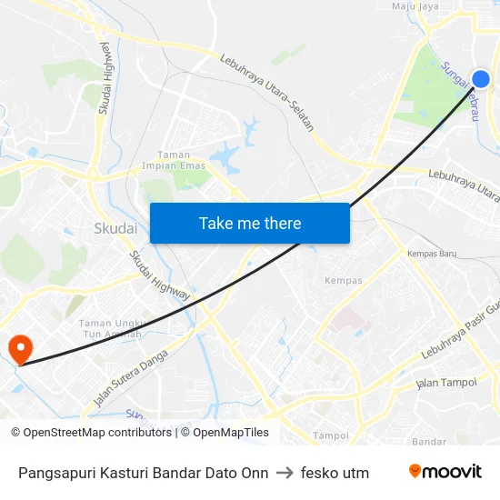 Pangsapuri Kasturi Bandar Dato Onn to fesko utm map