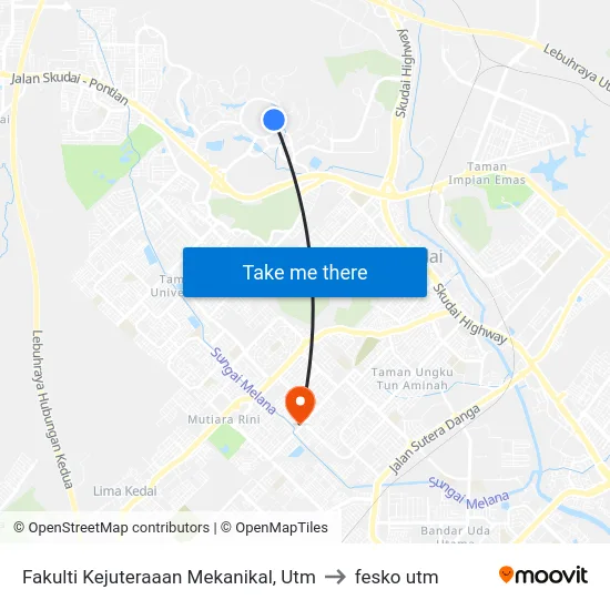 Fakulti Kejuteraaan Mekanikal, Utm to fesko utm map