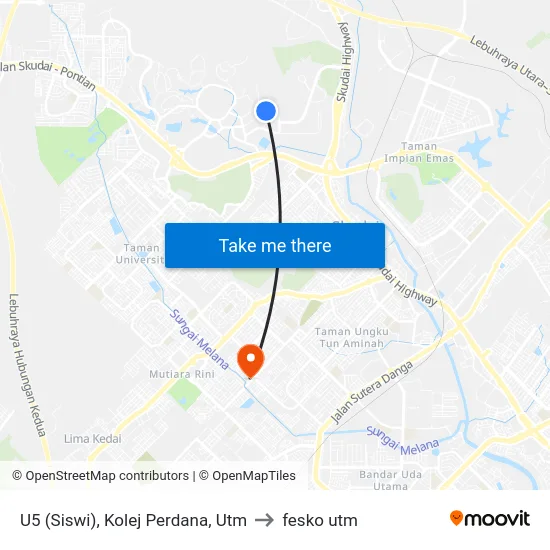 U5 (Siswi), Kolej Perdana, Utm to fesko utm map