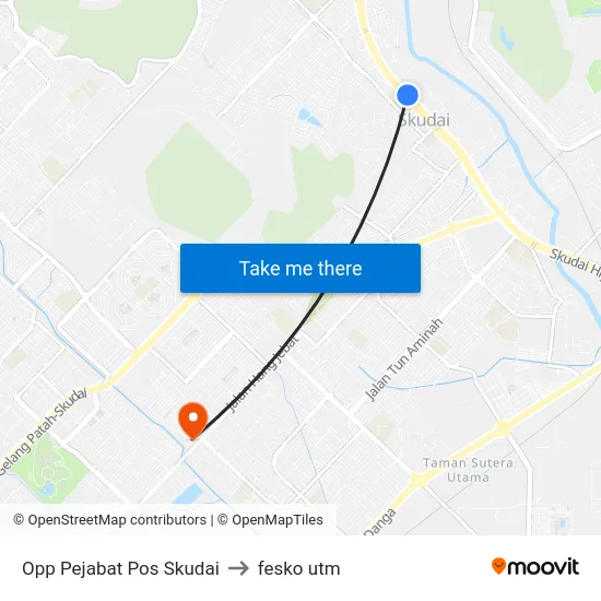 Opp Pejabat Pos Skudai to fesko utm map
