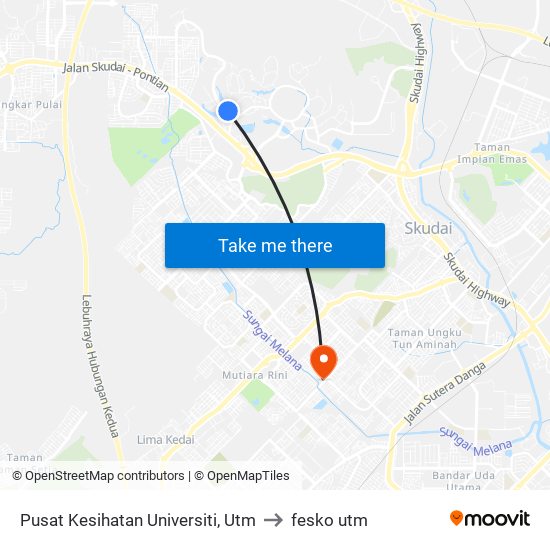 Pusat Kesihatan Universiti, Utm to fesko utm map