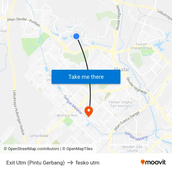 Exit Utm (Pintu Gerbang) to fesko utm map