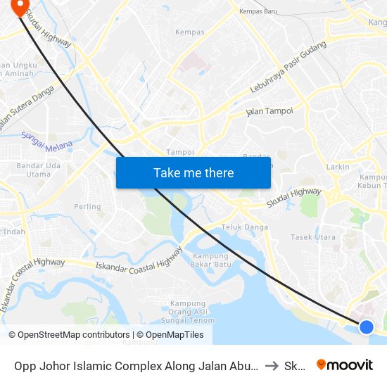Opp Johor Islamic Complex Along Jalan Abu Bakar (0003184) to Skudai map