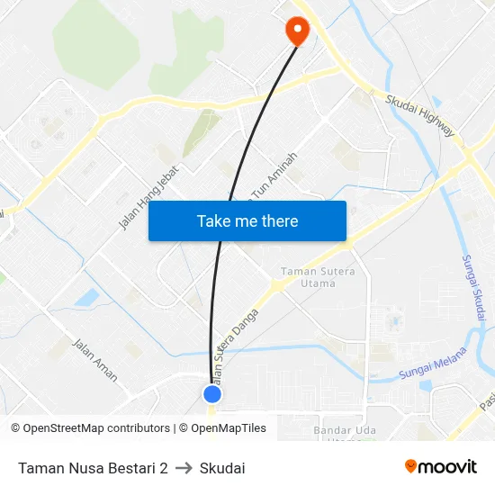 Taman Nusa Bestari 2 to Skudai map