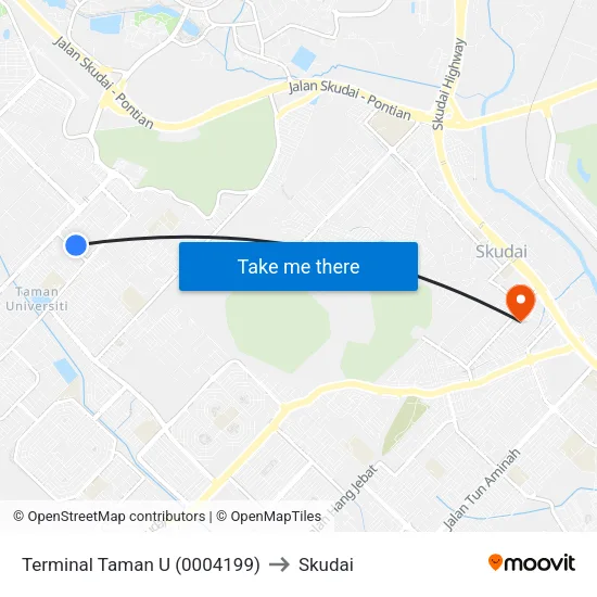 Terminal Taman U (0004199) to Skudai map