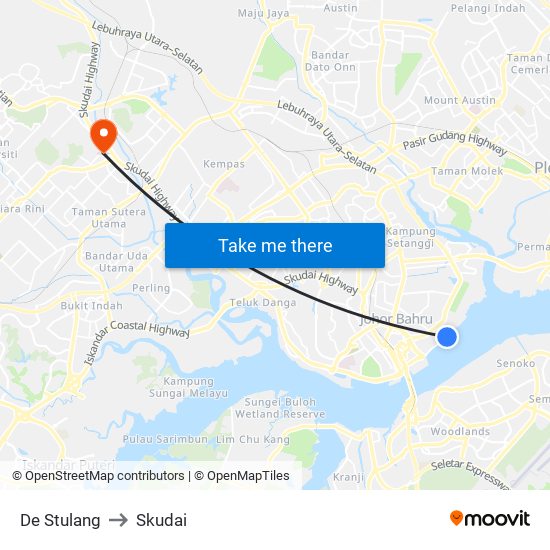 De Stulang to Skudai map