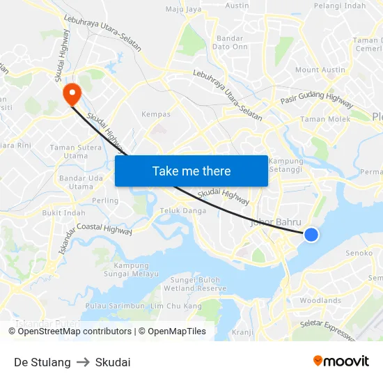 De Stulang to Skudai map