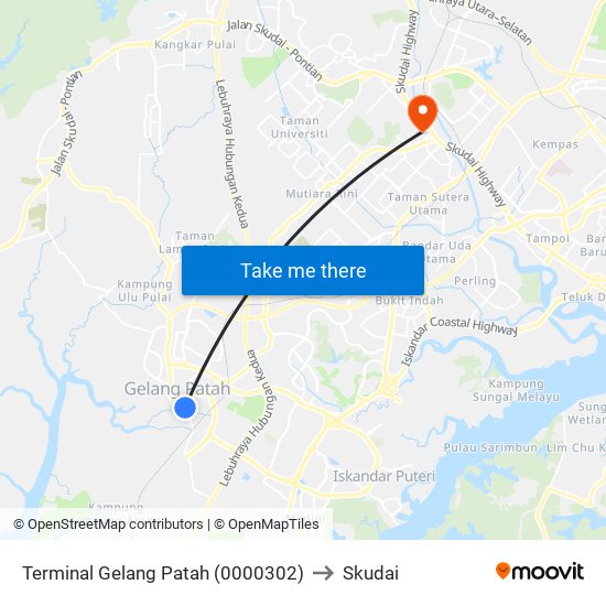 Terminal Gelang Patah (0000302) to Skudai map