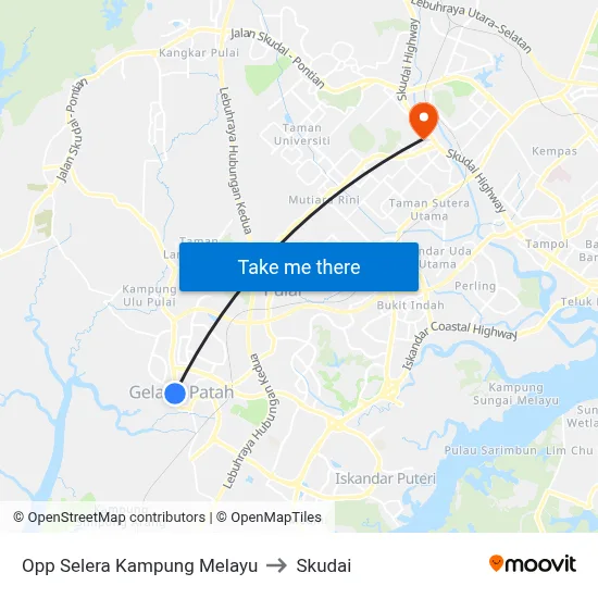Opp Selera Kampung Melayu to Skudai map
